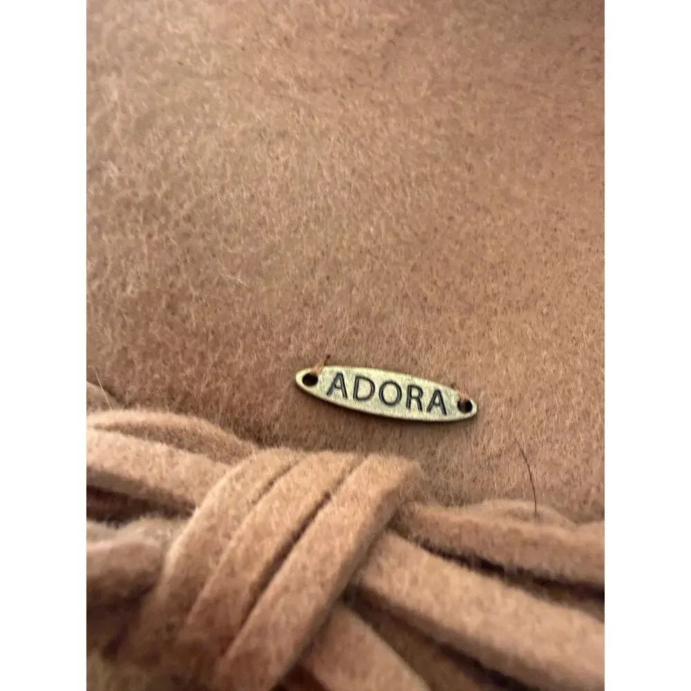 Adora 100% Wool Camel Cloche Hat One Size Braided Trim Side Bow Boho Classic